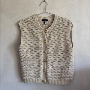 Rag & Bone Cream Knit Vest with Gold Buttons xxs